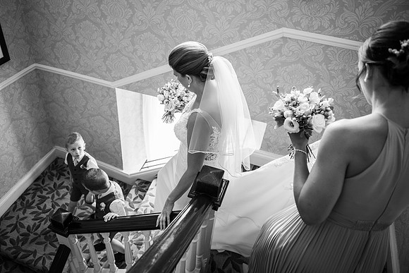 Bride walking down the stairs